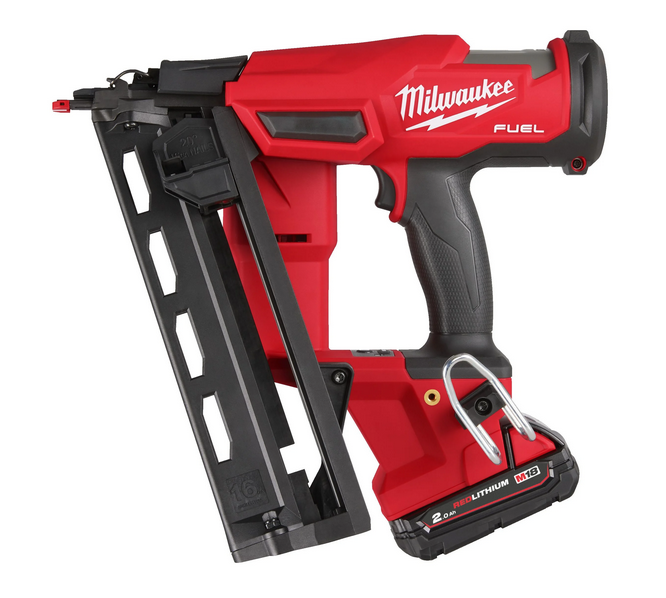 M18 FN16GA-202X M18 Fuel 16GA afwerkingstacker. Nageltype (mm): 32 - 64. Hoek: 20°. in HD Box