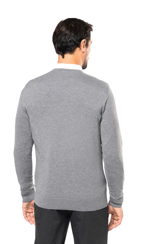 PK900 - Supima Herentrui ronde hals Grey Heather - Rugzijde