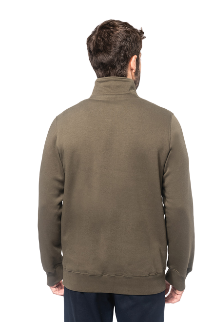 K487 - Zip neck sweater Dark Khaki - Rugzijde