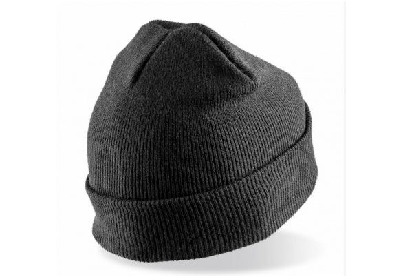 RC927X Recycled Double knit Pinters Beanie Zwart - Rugzijde