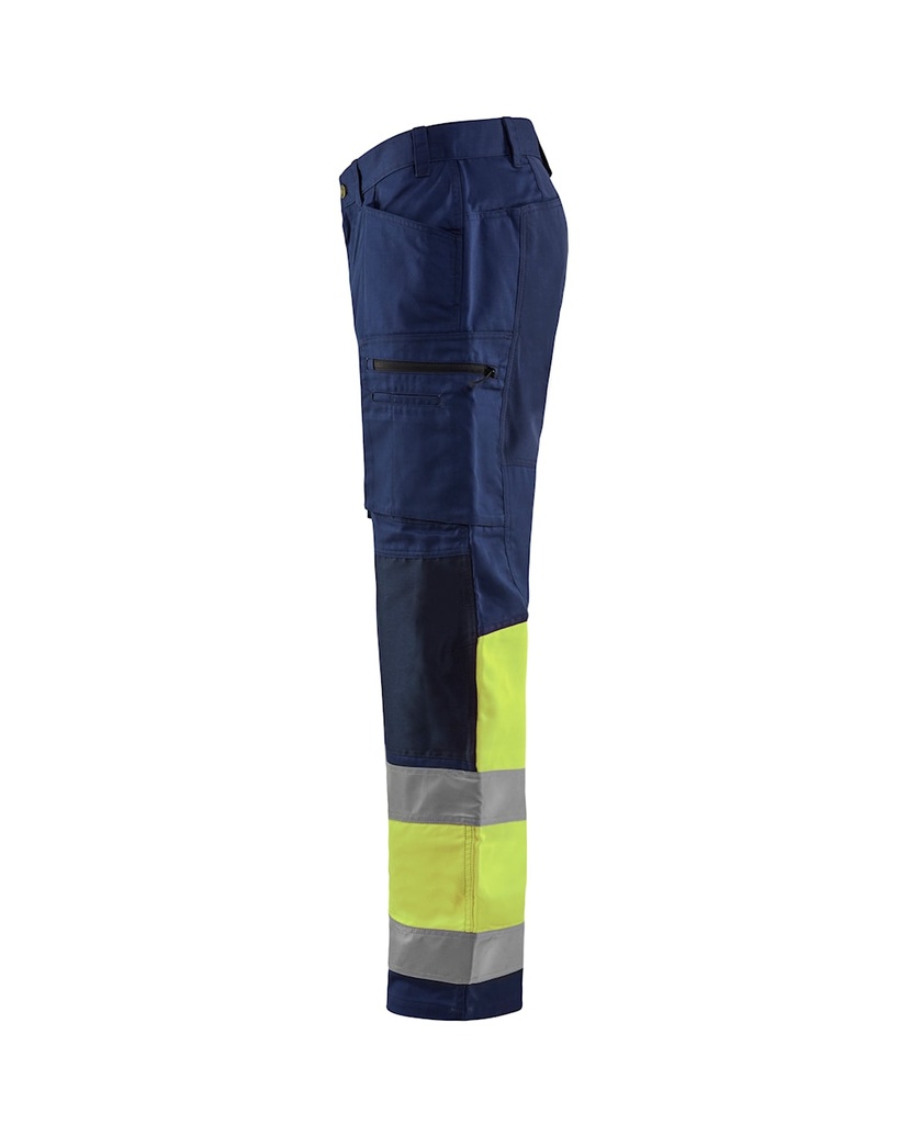 1551 Hivis broek Stretch Navy/Geel - Rechterzijde