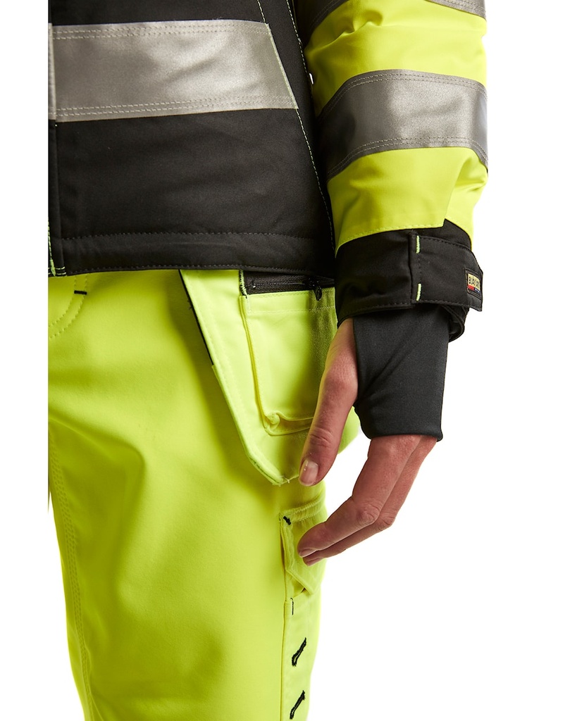 4872 HiVis Dames Waterdichte Winterjas Geel-Zwart Binnenmouw