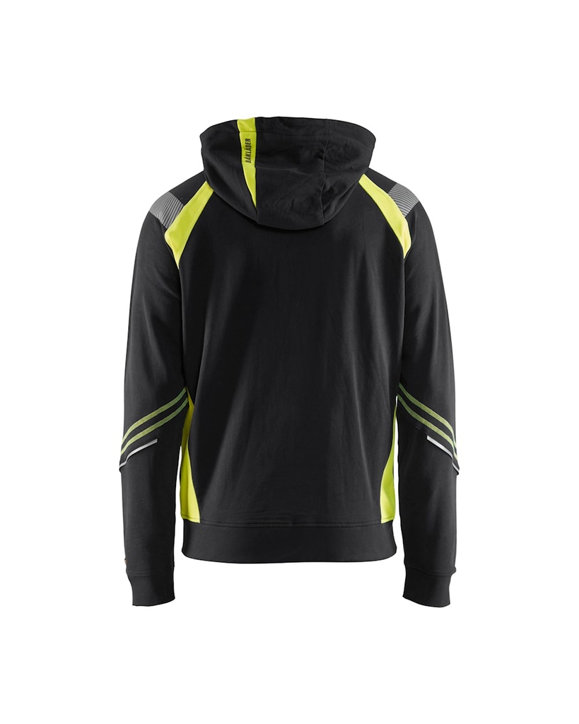 3433 Hivis Full Zip Hoodie Visible Zwart-Geel Rugzijde