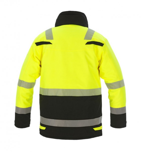 Parka Winterjas Uddel Fluo Geel/Zwart Rugzijde