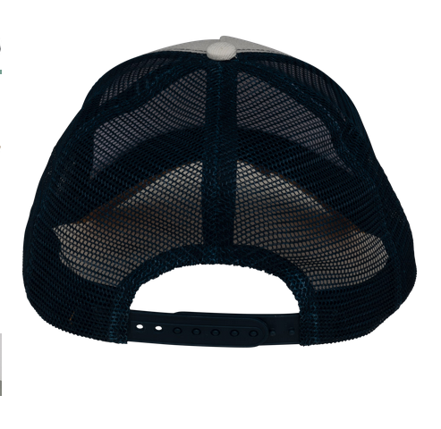 NS035 - Ecologische Truckerpet 5panel - Ivory-Curcuma-Navy Blue - Achterzijde