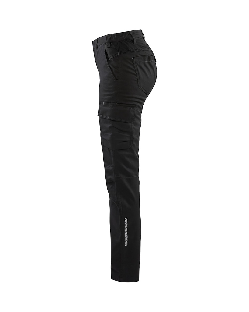 7144-1832 Dames Industriebroek Stretch Zwart - Linkerzijde