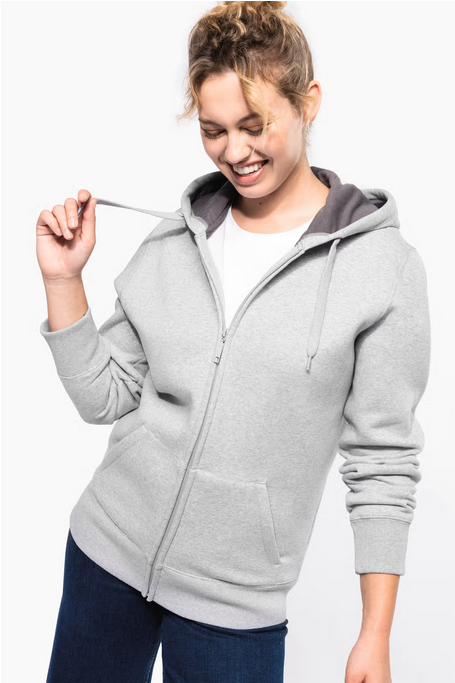 K444 - Zip Hooded sweater 360gr Oxford Grey Presentatie