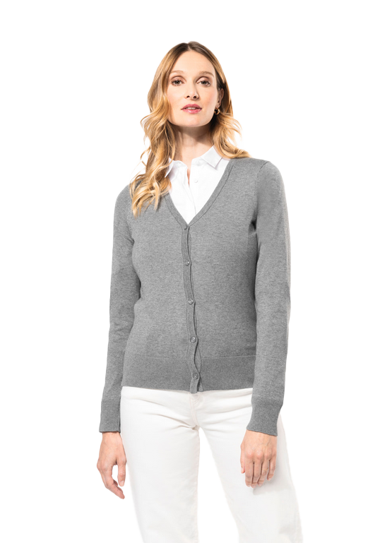 PK903 - Supima Dames Cardigan ronde hals