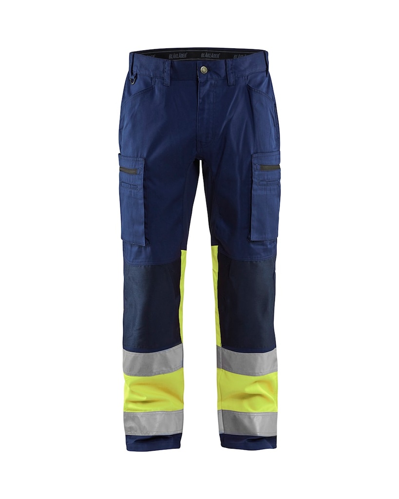 1551 Hivis broek Stretch Navy/Geel